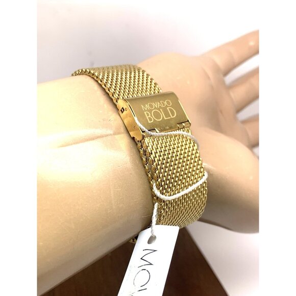 Movado Men's Watch 3600833 Bold Gold Dial Swiss Quartz Steel 42mm Mesh Band - Picture 10 of 14